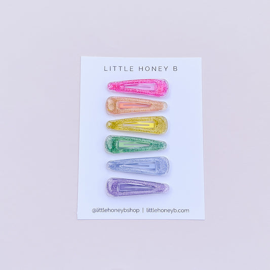 Glitter Rainbow Clippie Set of 6