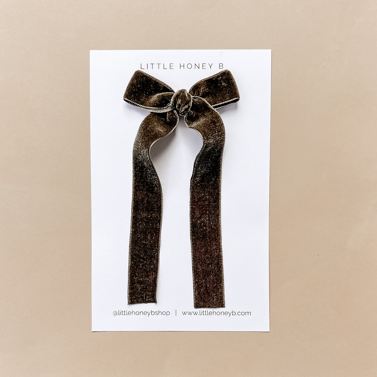 Velvet Long Tail Ribbon Bow - Moss