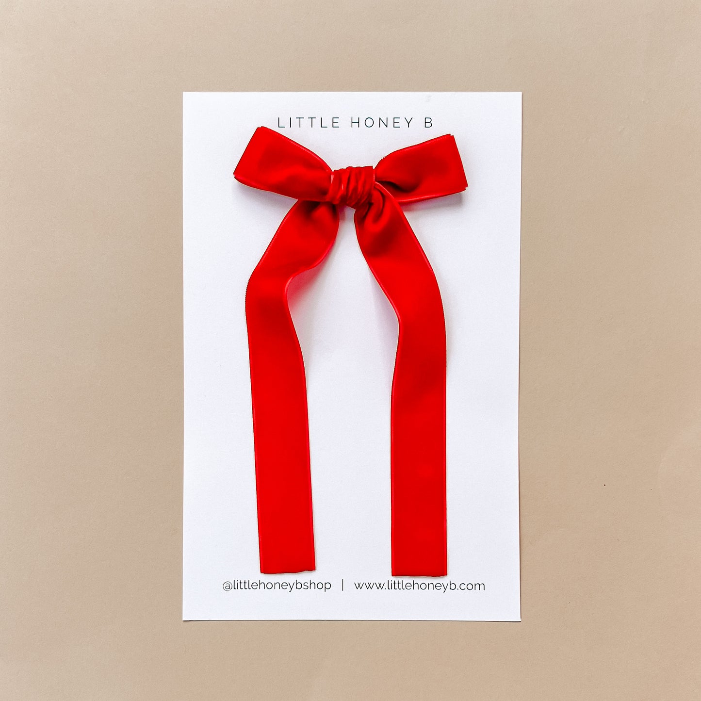 Velvet Long Tail Ribbon Bow - Red