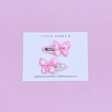 Butterfly Clippie Set - Light Pink